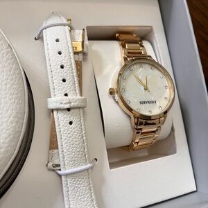 Kessaris Gold and White Women's Watch